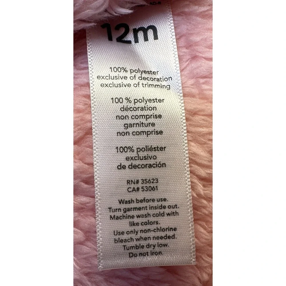 Carter's Just One You Baby Girl Vest Pink Size 12M Warm Fluffy Cozy Front Bow